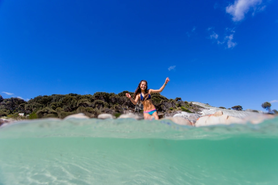 Beach teens playing warm female